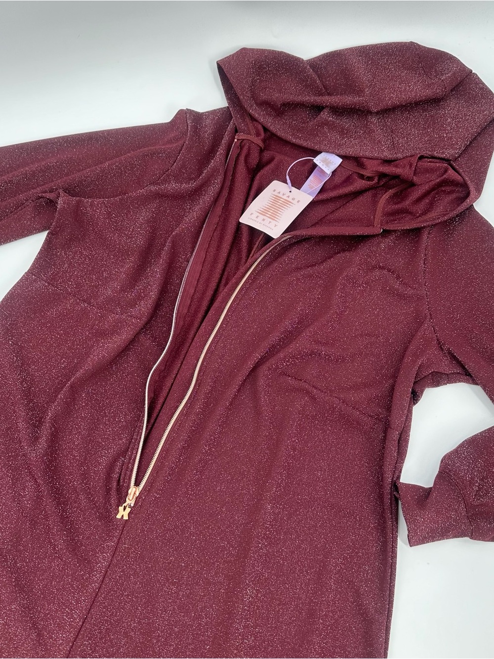 Savage X Fenty Sleep N Shine Jumpsuit 1X Womens Plus 1pc Loungewear Burgundy NEW